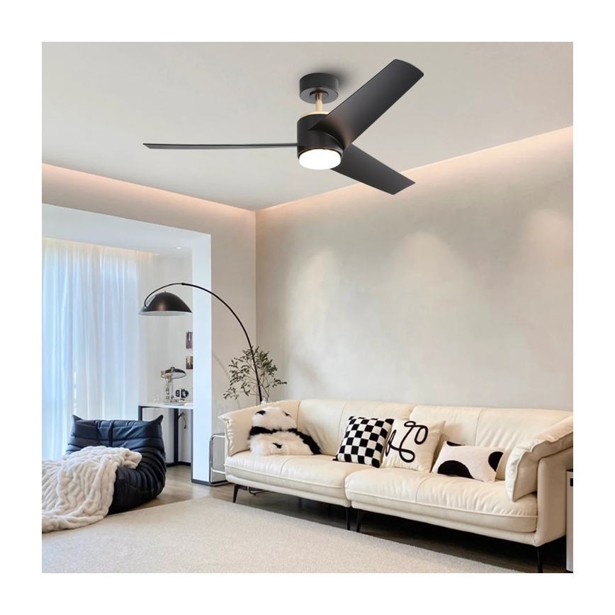 Immax NEO 07280L - Ventilatore da soffitto dimmerabile a LED BEAUTY LED/18W/230V Wi-Fi Tuya nero + telecomando