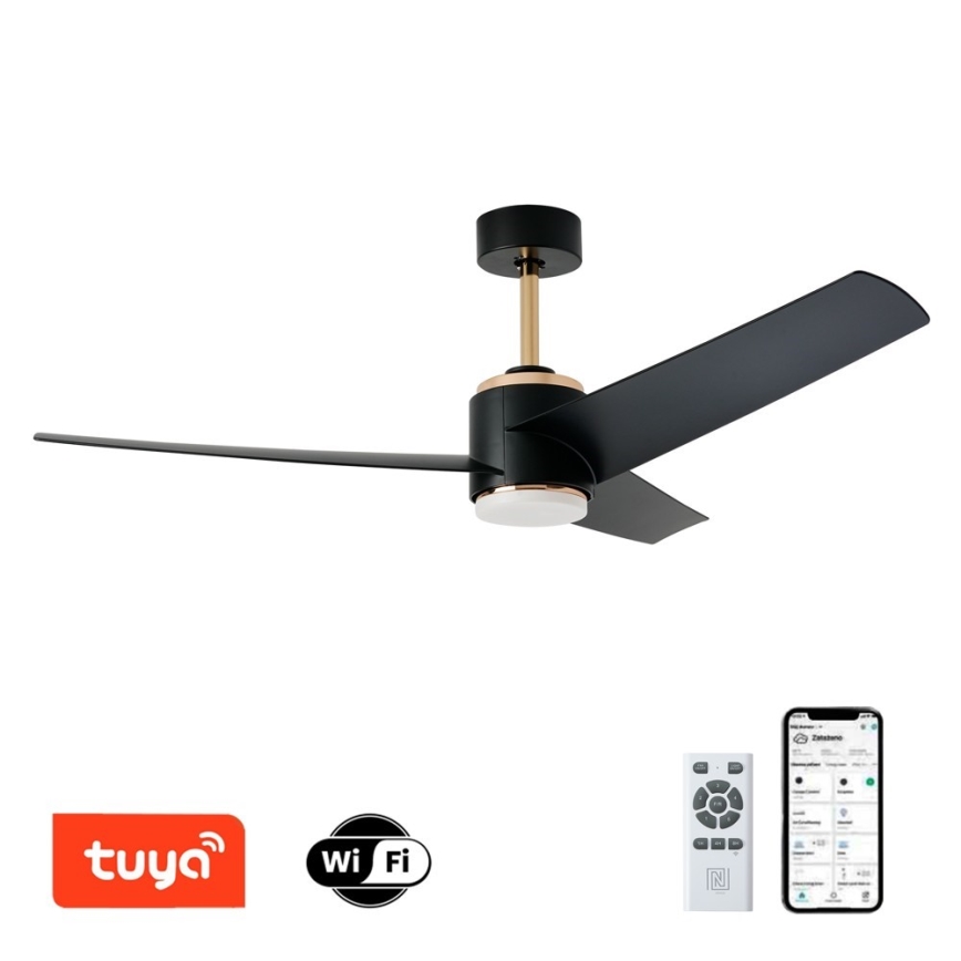 Immax NEO 07280L - Ventilatore da soffitto dimmerabile a LED BEAUTY LED/18W/230V Wi-Fi Tuya nero + telecomando