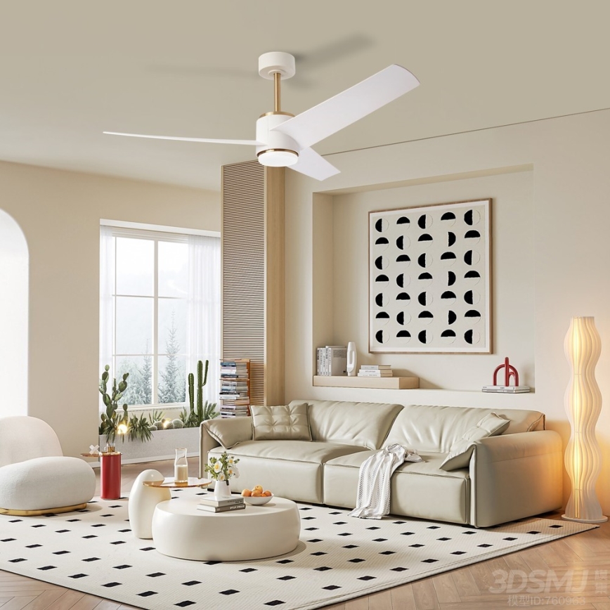 Immax NEO 07281L - ventilateur de plafond dimmable LED+CCT BEAUTY LED/18W/230V 3000/4000/6000K Wi‑Fi Tuya Ø 132 cm + télécommande