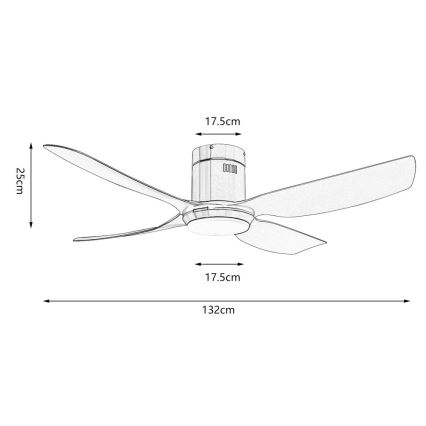 Immax NEO 07282L - Ventilateur de plafond LED+CCT dimmable PURE LED/24W/230V 3000/4000/6000K Wi-Fi Tuya Ø 132 cm + télécommande