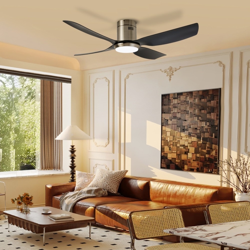 Immax NEO 07282L - Ventilatore da soffitto dimmerabile LED+CCT PURE 24W/230V 3000/4000/6000K Wi‑Fi Tuya Ø132 cm + telecomando