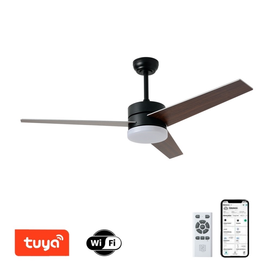 Immax NEO 07285L - Ventilateur de plafond dimmable LED+CCT VARIABLE, 24 W, 230 V, 3000/4000/6000 K, Ø 132 cm, Wi-Fi Tuya, avec télécommande