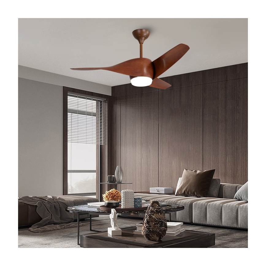Immax NEO 07286L - Ventilateur de plafond à intensité variable WAVE LED/18W/230V Wi-Fi Tuya marron + Télécommande