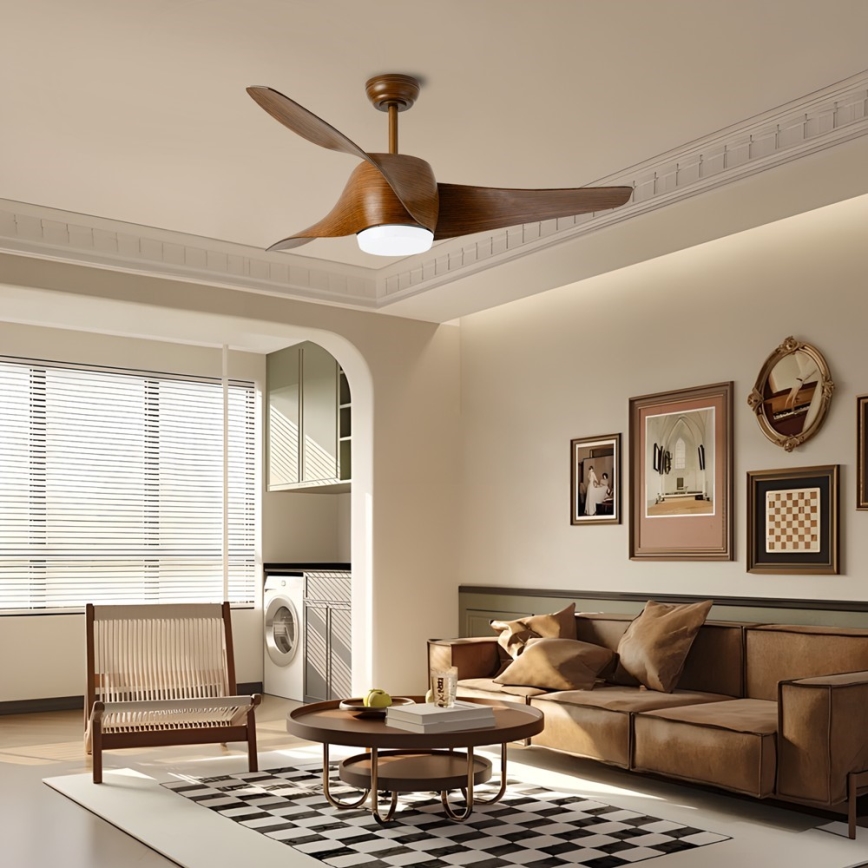 Immax NEO 07286L - Ventilateur de plafond à intensité variable WAVE LED/18W/230V Wi-Fi Tuya marron + Télécommande