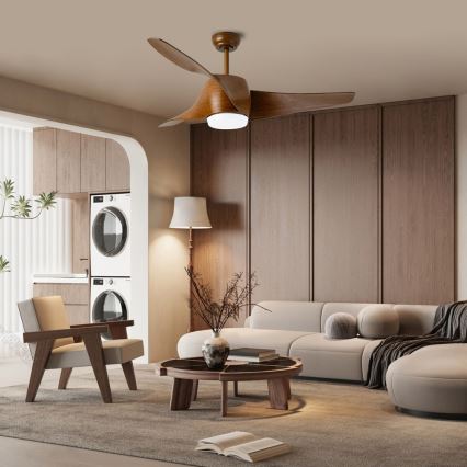 Immax NEO 07286L - Ventilatore da soffitto dimmerabile a LED WAVE LED/18W/230V Wi-Fi Tuya marrone + telecomando