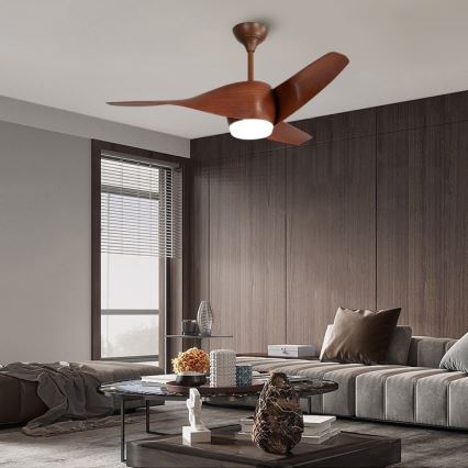 Immax NEO 07286L - Ventilatore da soffitto dimmerabile a LED WAVE LED/18W/230V Wi-Fi Tuya marrone + telecomando