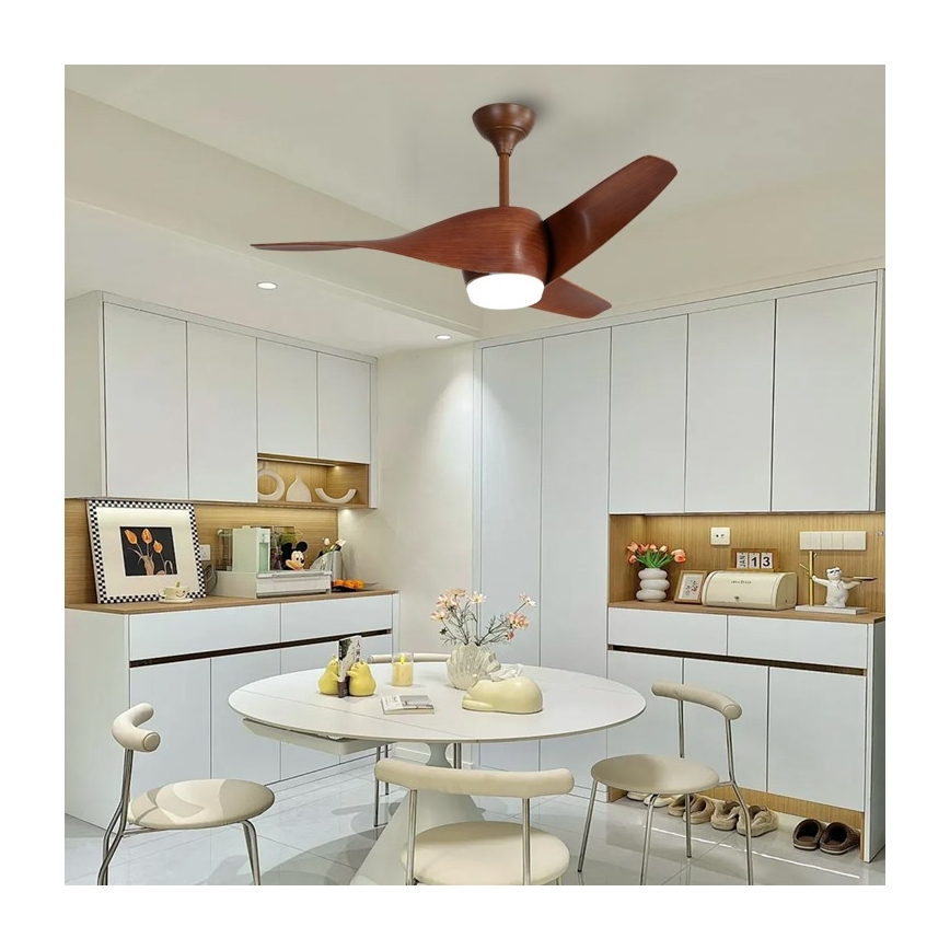 Immax NEO 07286L - Ventilatore da soffitto dimmerabile a LED WAVE LED/18W/230V Wi-Fi Tuya marrone + telecomando
