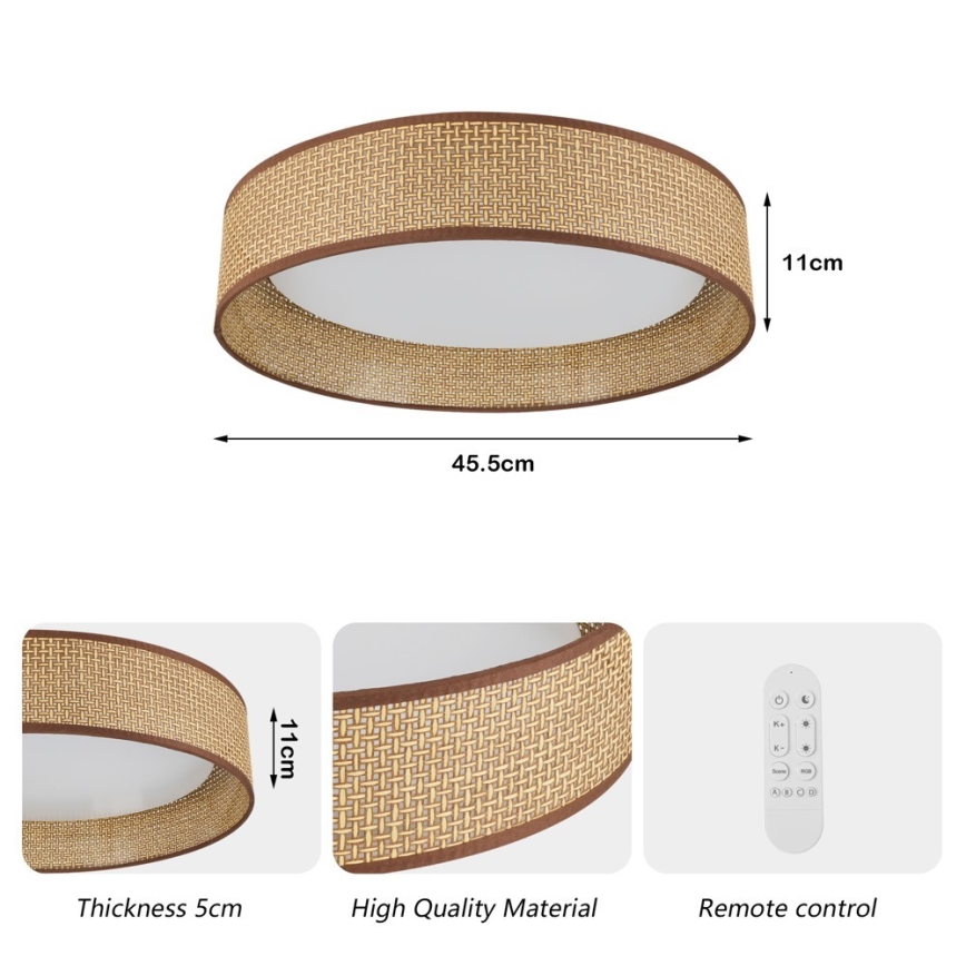 Immax NEO 07288L - Plafonnier LONA LED CCT dimmable 36W/230V 3000–6000K Wi‑Fi Tuya Ø 45,5 cm + télécommande