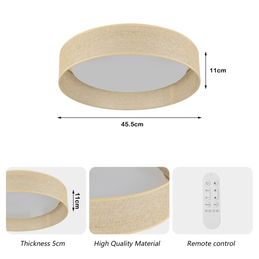 Immax NEO 07289L - Plafonnier dimmable LED+CCT LONA LED/36W/230V 3000-6000K Ø 45,5 cm + télécommande