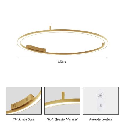 Immax NEO 07290-120G - LED+CCT Dimmbare Deckenleuchte FINO, 55 W, 230 V, 2700–6500 K, Tuya, Ø 120 cm + Fernbedienung