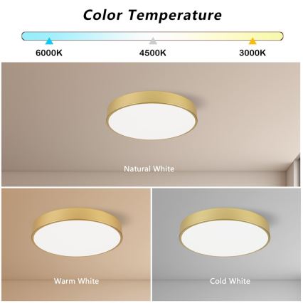Immax NEO 07292L - Plafoniera LED dimmerabile NEO LITE SEMPLICI LED/36W/230V 3000–6000K Ø 40 cm Wi‑Fi Tuya dorata + telecomando