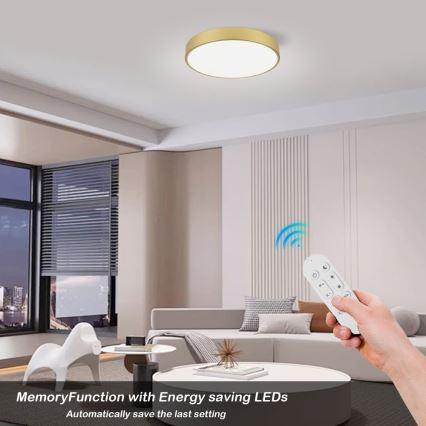 Immax NEO 07292L - Plafoniera LED dimmerabile NEO LITE SEMPLICI LED/36W/230V 3000–6000K Ø 40 cm Wi‑Fi Tuya dorata + telecomando