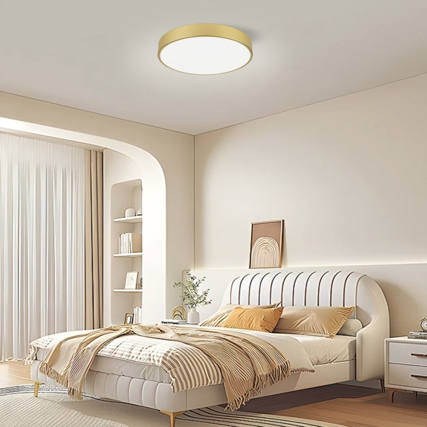 Immax NEO 07292L - Plafonnier LED dimmable NEO LITE SEMPLICI LED/36W/230V 3000–6000K Ø 40 cm Wi‑Fi Tuya, finition dorée + télécommande