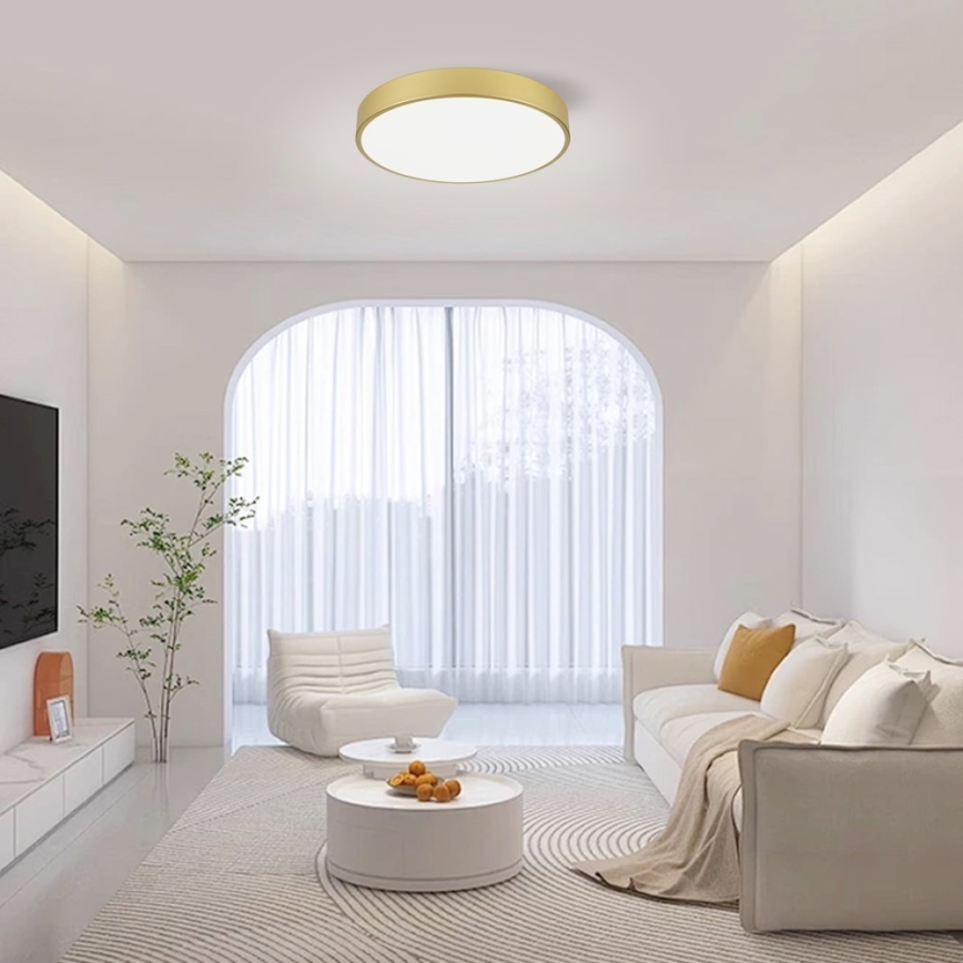 Immax NEO 07292L - Plafonnier LED dimmable NEO LITE SEMPLICI LED/36W/230V 3000–6000K Ø 40 cm Wi‑Fi Tuya, finition dorée + télécommande