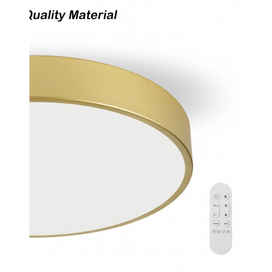 Immax NEO 07292L - Plafonnier LED dimmable NEO LITE SEMPLICI LED/36W/230V 3000–6000K Ø 40 cm Wi‑Fi Tuya, finition dorée + télécommande