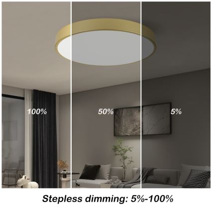 Immax NEO 07293L - Plafoniera dimmerabile a LED NEO LITE SEMPLICI LED/60W/230V, 3000–6000K, Ø 60 cm, Wi‑Fi Tuya, dorata + telecomando