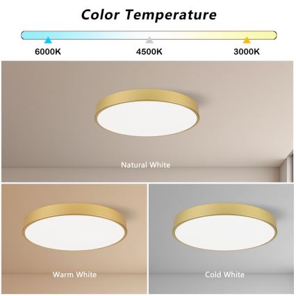 Immax NEO 07293L - Plafonnier LED dimmable NEO LITE SEMPLICI LED/60W/230V 3000–6000K Ø 60 cm Wi‑Fi Tuya doré + télécommande