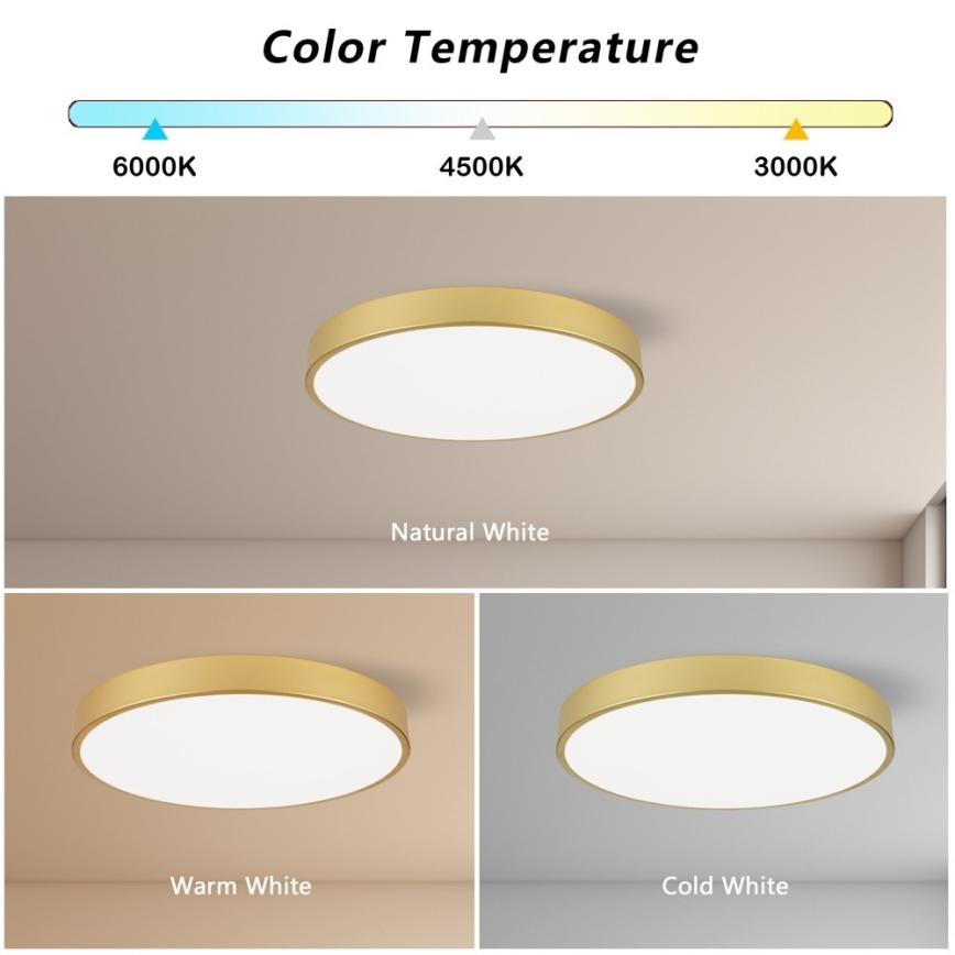 Immax NEO 07293L - Plafonnier LED dimmable NEO LITE SEMPLICI LED/60W/230V 3000–6000K Ø 60 cm Wi‑Fi Tuya doré + télécommande