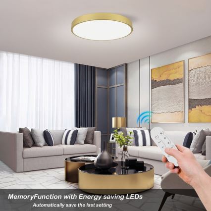 Immax NEO 07293L - Plafonnier LED dimmable NEO LITE SEMPLICI LED/60W/230V 3000–6000K Ø 60 cm Wi‑Fi Tuya doré + télécommande