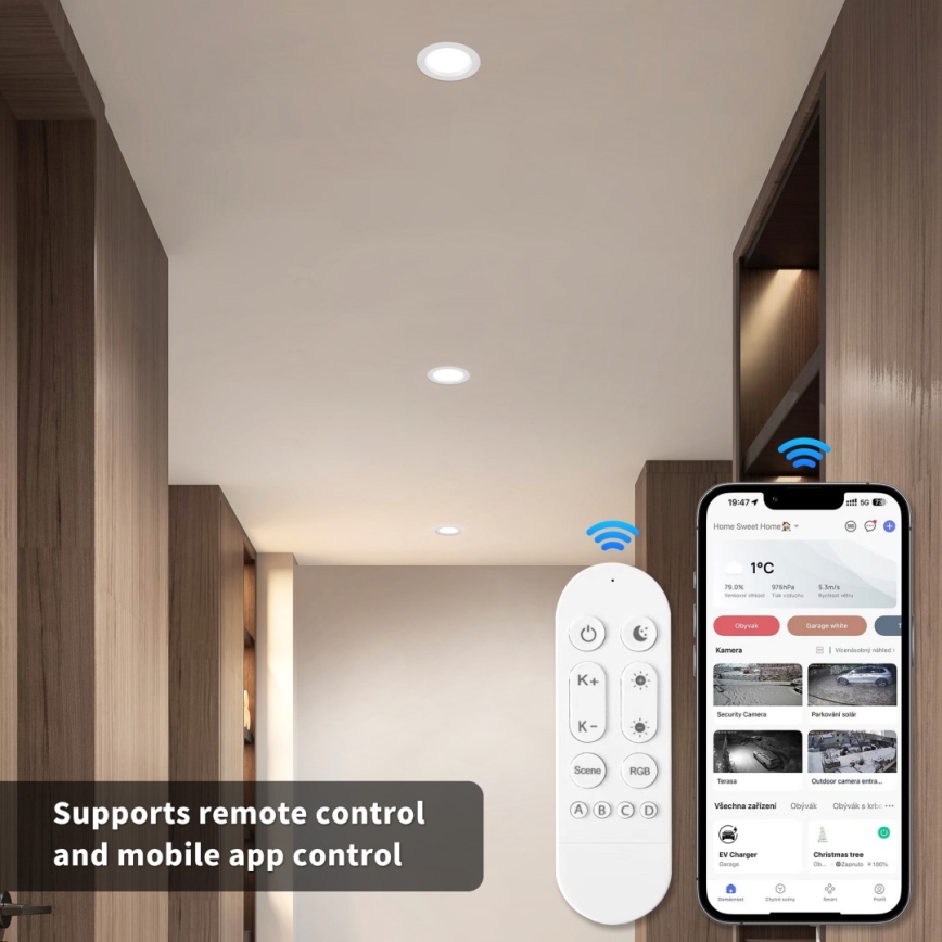 Immax NEO 07294L - Lampada da incasso LED dimmerabile DOWN, 12W/230V, Wi-Fi, Tuya  Tuya  Ø 12 cm, bianco