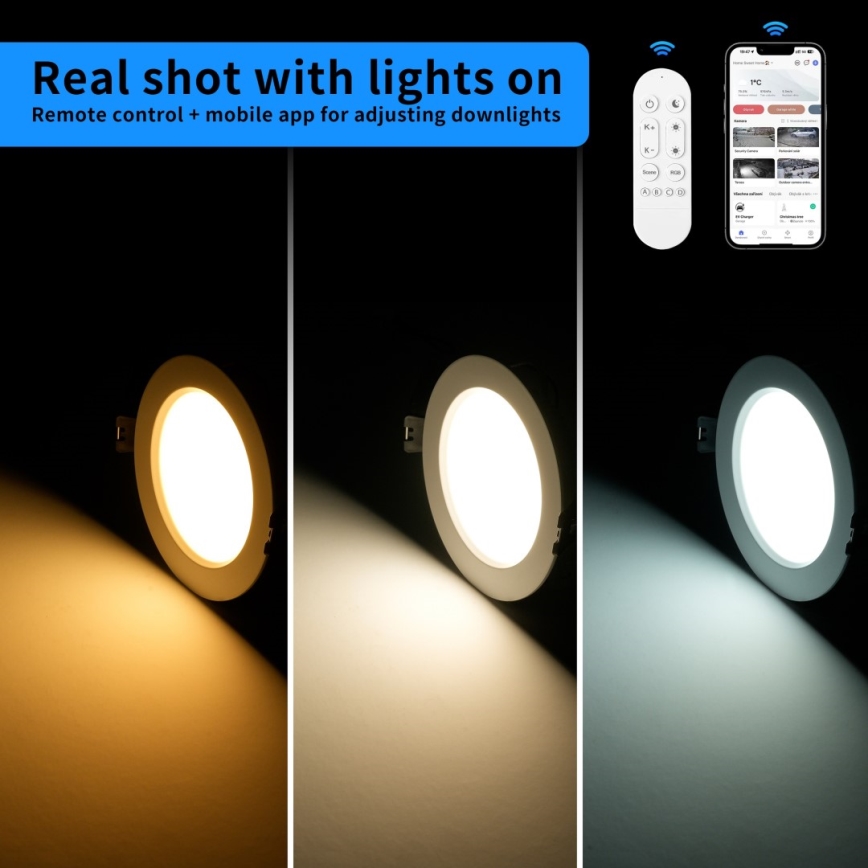 Immax NEO 07294L - Lampada da incasso LED dimmerabile DOWN, 12W/230V, Wi-Fi, Tuya  Tuya  Ø 12 cm, bianco