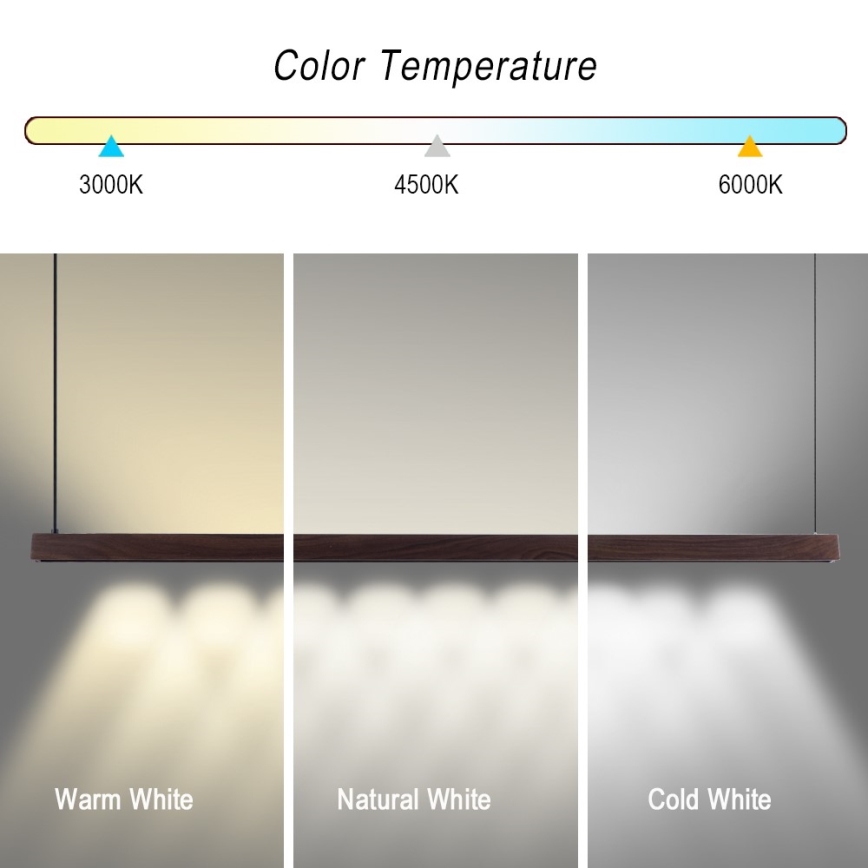 Immax NEO 07300L - Lampadario dimmerabile su cavo MADEIRA LED/26W/230V Wi-Fi Tuya 122 cm noce + telecomando
