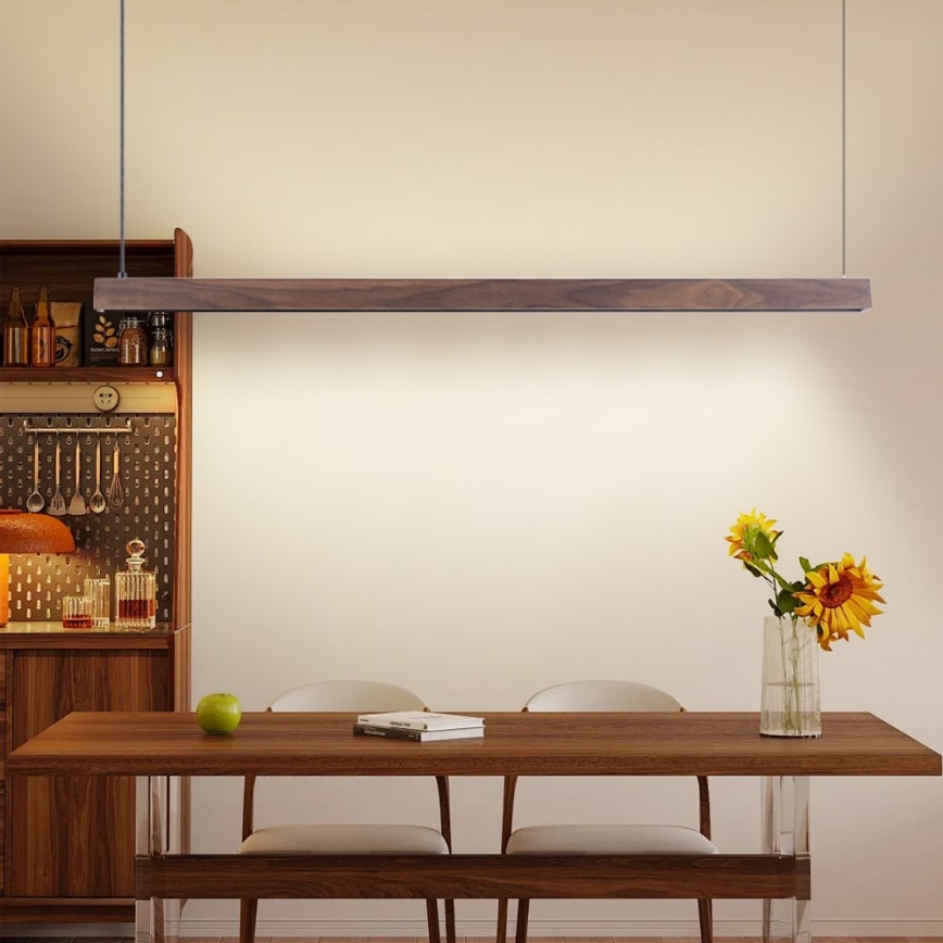 Immax NEO 07300L - Suspension LED dimmable sur câble MADEIRA LED/26W/230V Wi-Fi Tuya 122 cm, finition noyer + télécommande