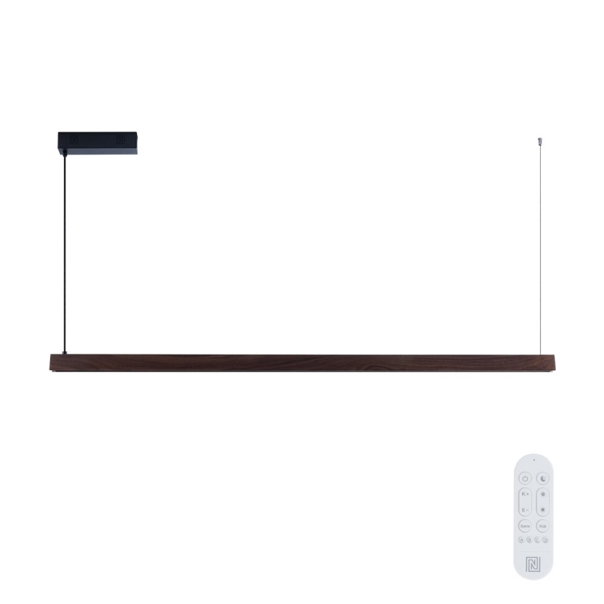 Immax NEO 07301L - LED-dimmbarer Seil-Pendelleuchte MADEIRA LED/33W/230V Wi-Fi Tuya 152 cm Nussbaum + Fernbedienung