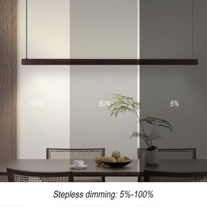 Immax NEO 07301L - Suspension LED dimmable sur câble MADEIRA LED/33W/230V Wi-Fi Tuya 152 cm noyer + télécommande