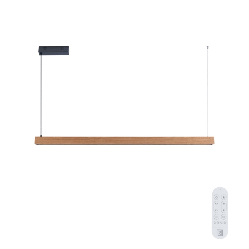 Immax NEO 07303L - Lampadario LED dimmerabile a sospensione su cavo MADEIRA LED/26W/230V Wi‑Fi Tuya 122 cm rovere + telecomando