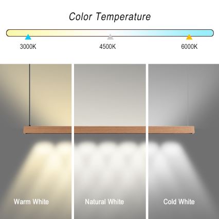 Immax NEO 07303L - Suspension LED à intensité réglable sur câble MADEIRA LED/26W/230V compatible Wi-Fi Tuya 122 cm chêne + télécommande