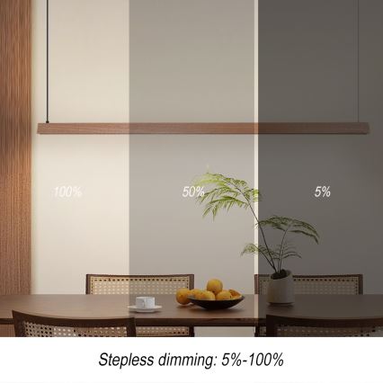 Immax NEO 07304L - Suspension LED dimmable sur câble MADEIRA LED/33W/230V Wi-Fi Tuya 152 cm chêne + télécommande