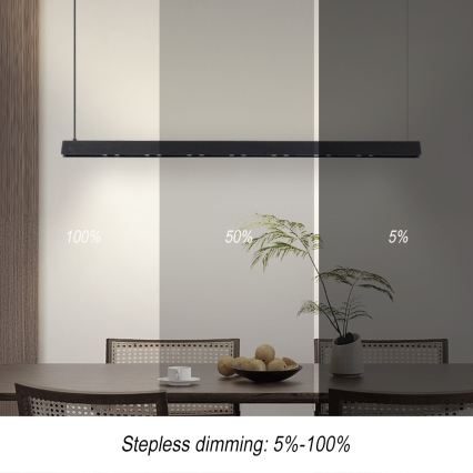 Immax NEO 07306L - Lampadario LED dimmerabile sospeso con cavo MADEIRA LED/26W/230V Wi-Fi Tuya 122 cm nero + telecomando