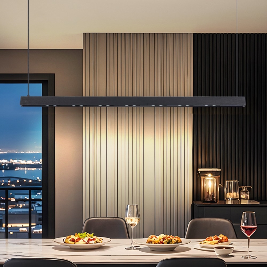 Immax NEO 07306L - Lampadario LED dimmerabile sospeso con cavo MADEIRA LED/26W/230V Wi-Fi Tuya 122 cm nero + telecomando