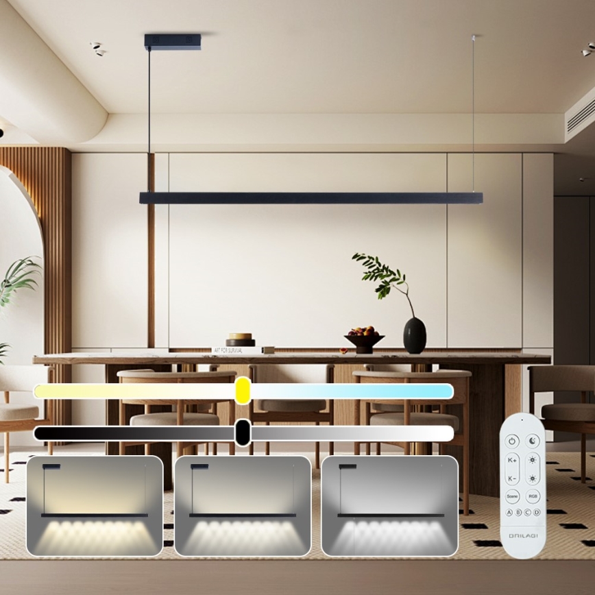 Immax NEO 07307L - Lampadario LED dimmerabile a cavo MADEIRA LED/33W/230V Wi-Fi Tuya 152 cm nero + telecomando