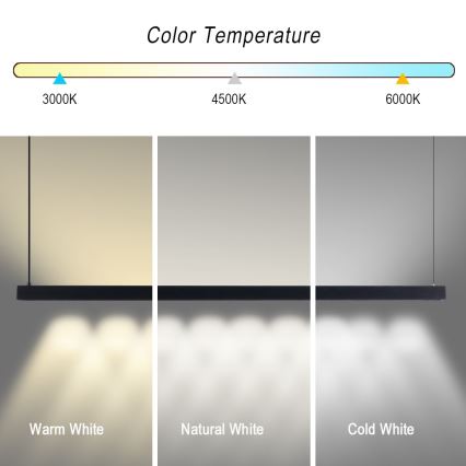 Immax NEO 07307L - Lampadario LED dimmerabile a cavo MADEIRA LED/33W/230V Wi-Fi Tuya 152 cm nero + telecomando