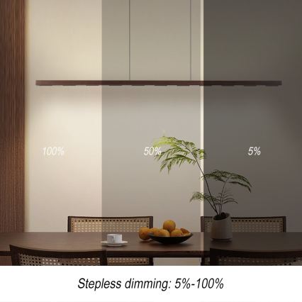 Immax NEO 07309L - Lampadario LED dimmerabile a cavo con sensore MADEIRA LED/37W/230V 157 cm noce