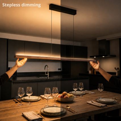 Immax NEO 07309L - Lampadario LED dimmerabile a cavo con sensore MADEIRA LED/37W/230V 157 cm noce