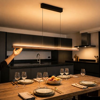 Immax NEO 07309L - Suspension LED dimmable sur câble avec capteur MADEIRA LED/37W/230V 157 cm finition noyer
