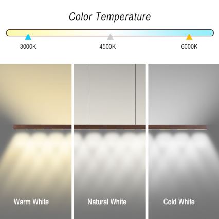 Immax NEO 07309L - Suspension LED dimmable sur câble avec capteur MADEIRA LED/37W/230V 157 cm finition noyer