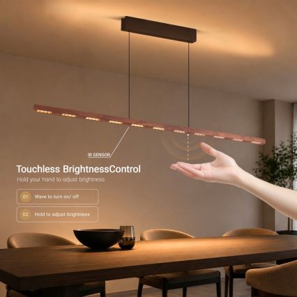Immax NEO 07309L - Suspension LED dimmable sur câble avec capteur MADEIRA LED/37W/230V 157 cm finition noyer