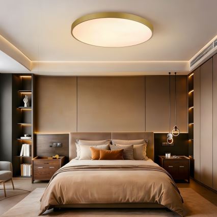 Immax NEO 07311L - dimmbare LED-Deckenleuchte SEMPLICI LED/96W/230V Ø 80 cm Wi-Fi Tuya goldfarben + Fernbedienung