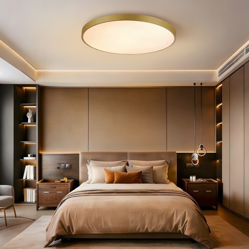 Immax NEO 07311L - dimmbare LED-Deckenleuchte SEMPLICI LED/96W/230V Ø 80 cm Wi-Fi Tuya goldfarben + Fernbedienung