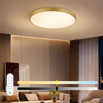 Immax NEO 07311L - dimmbare LED-Deckenleuchte SEMPLICI LED/96W/230V Ø 80 cm Wi-Fi Tuya goldfarben + Fernbedienung