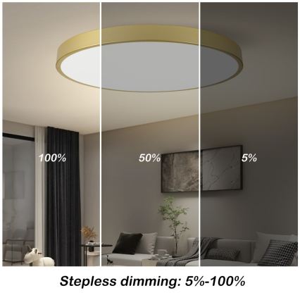 Immax NEO 07311L - dimmbare LED-Deckenleuchte SEMPLICI LED/96W/230V Ø 80 cm Wi-Fi Tuya goldfarben + Fernbedienung