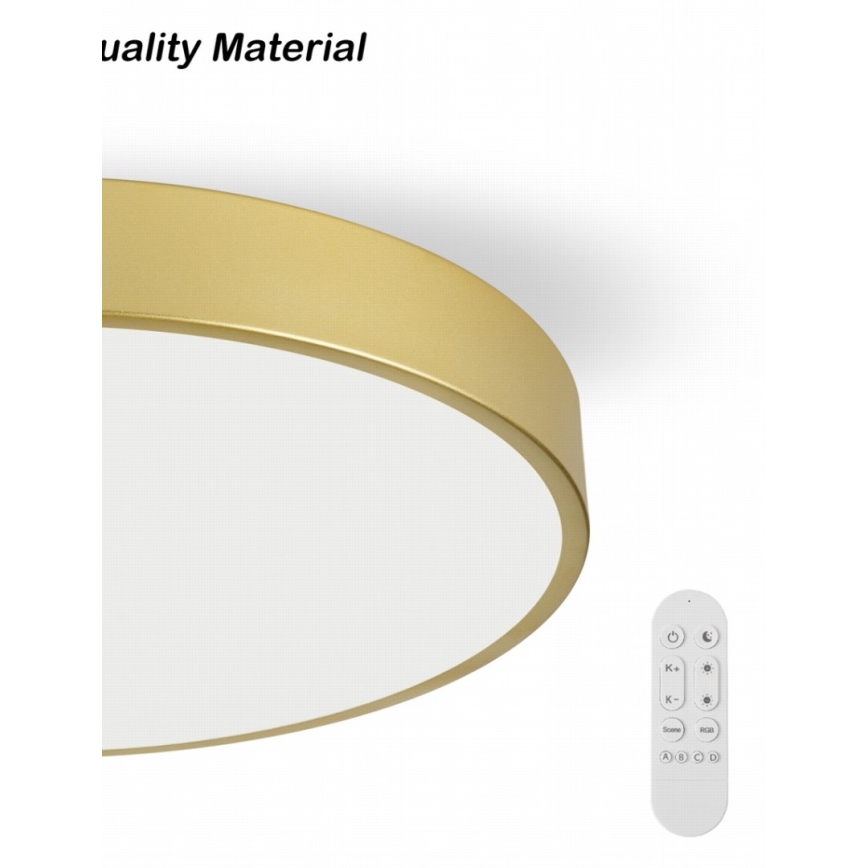 Immax NEO 07311L - dimmbare LED-Deckenleuchte SEMPLICI LED/96W/230V Ø 80 cm Wi-Fi Tuya goldfarben + Fernbedienung