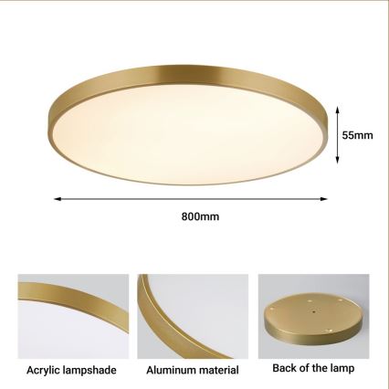 Immax NEO 07311L - dimmbare LED-Deckenleuchte SEMPLICI LED/96W/230V Ø 80 cm Wi-Fi Tuya goldfarben + Fernbedienung