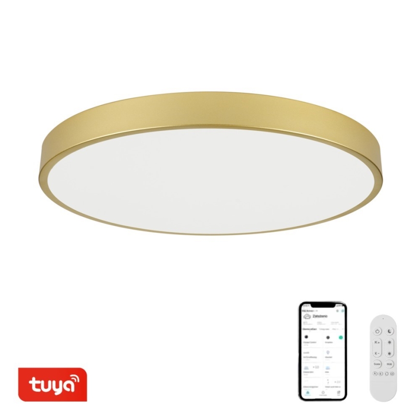Immax NEO 07311L - Lampada da soffitto dimmerabile LED SEMPLICI LED/96W/230V Ø 80 cm Wi-Fi Tuya dorata + telecomando
