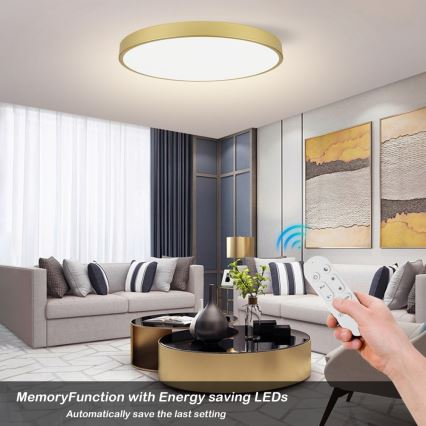 Immax NEO 07311L - Lampada da soffitto dimmerabile LED SEMPLICI LED/96W/230V Ø 80 cm Wi-Fi Tuya dorata + telecomando