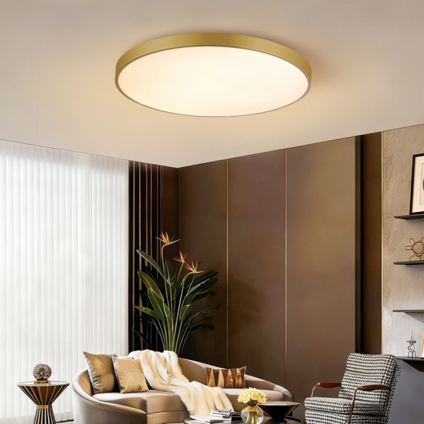Immax NEO 07311L - Lampada da soffitto dimmerabile LED SEMPLICI LED/96W/230V Ø 80 cm Wi-Fi Tuya dorata + telecomando